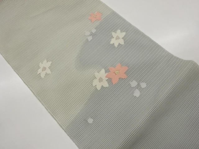 JAPANESE KIMONO / NAGOYA OBI FOR SUMMER / WOVEN FLOWER 